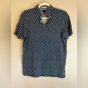 Good Man Mens Polo Shirt Small Blue Floral Short Sleeve Pocket City